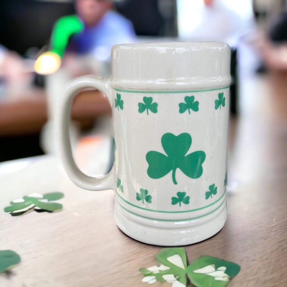 Vintage Clover Mug St. Patrick's Day Beer Stein Shamrock Decor Ireland Irish EUC